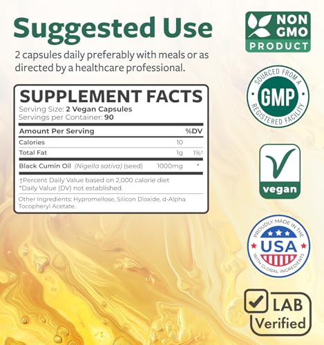 Healths Harmony 850006500727 Black Seed Oil - 180 Softgel Capsules (Non-Gmo & Vegan) Premium Cold-Pressed Nigella Sativa Producing Pure Black Cumin Seed Oil thumb #4