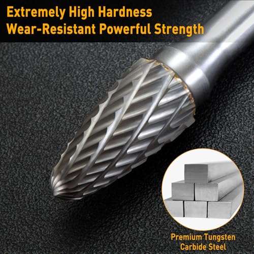 Hartmetall Frässtifte Set, 10 Stück Doppelschnitt mit 6mm Schaft Rotationsfräser Bits Raspel Set für Holz, Stahl, Metall, Polieren, Gravieren und Bohren