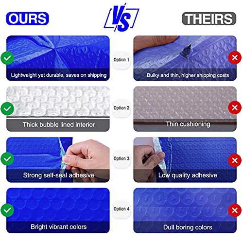 Image of Metronic 8.5x12 Bubble Mailers 250 Pack Blue Bulk Bubble Mailer Royal Blue