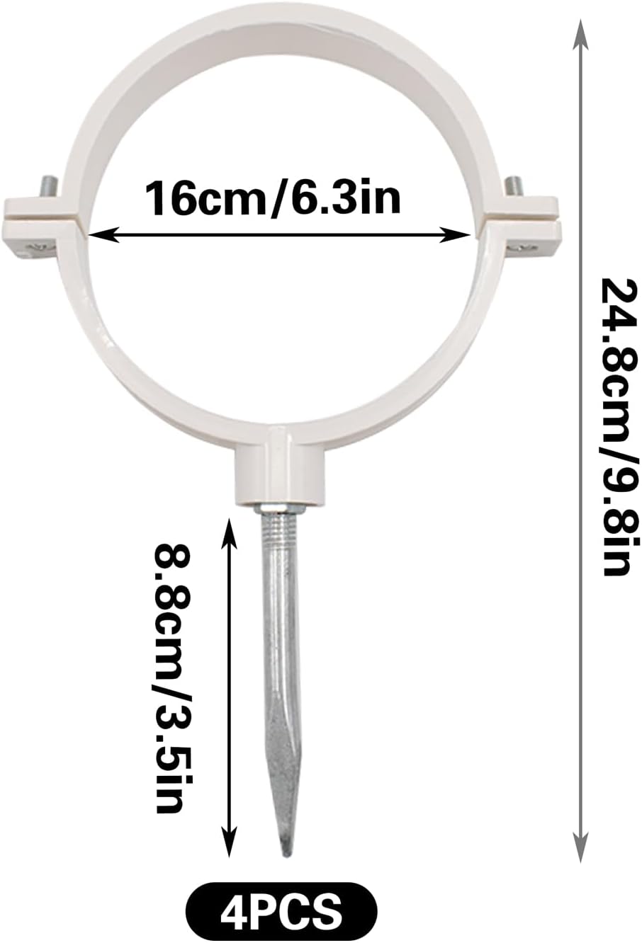 4 Sets Gutter Downspout Brackets, Round PVC Rainwater Pipe Extensions Support, Fit for OD Under 6.3 Inch Pipe, Downspout Guards Adapters Easy to Install