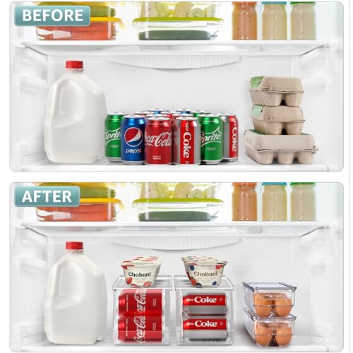Sorbus Soda Can Organizer for Refrigerator & Egg Holder for Fridge Set, 1 Stackable Can Holder Dispenser Holds 12 Cans Each & 1 Egg Holders with Lid holds 14 eggs for Fridge, Pantry, Freezer, BPA-Free - Image 3
