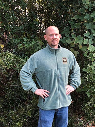Vetfriends.com Us Army Logo Embroidered Fleece Jacket Warm Green Zip Up (X-Large) #TOP2