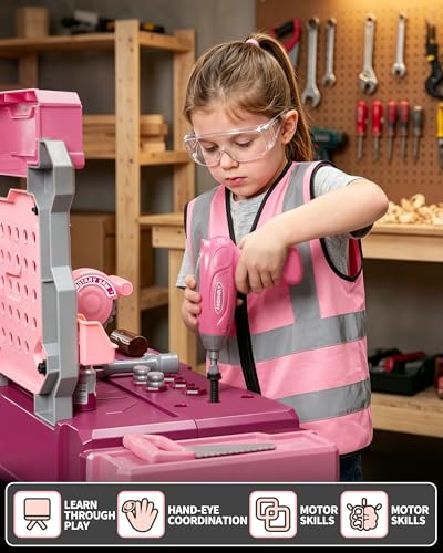 Pink Kids Tool Bench for Girls