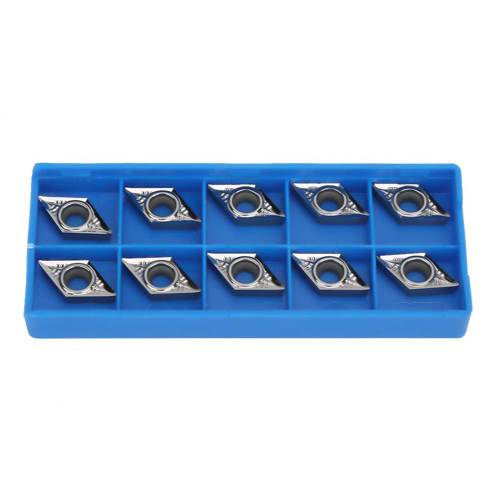 Insertos de puntas de carburo CNC de 10 piezas, DCGT11T304-AK H01/DCGT32.51-AK H01 Insertos de fresado de torno de cuchilla de carburo Herramienta de torneado con caja para acero ordinario, acero inox