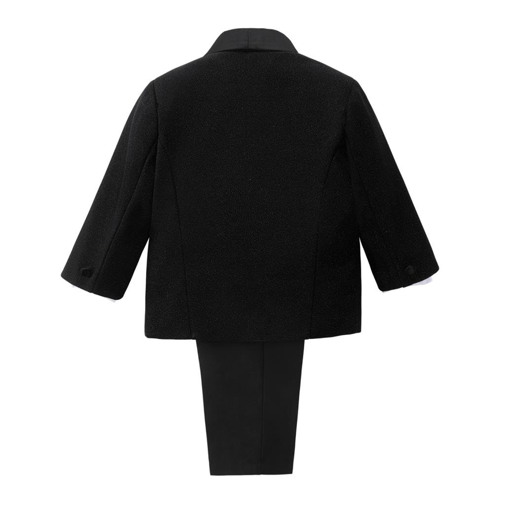 Lito Angels Smoking Costumes et Vestons Bebe Enfant Garcon, Ensemble 5 Pieces Costard avec Blazer Gilet Chemise Noeud Papillon et Pantalon, Styles Classique et Brillant