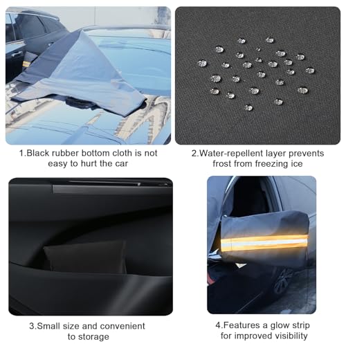 Windshield Cover for Ice and Snow, Car Windshield Protector for Winter Frost Ice Snow Sleet Protection, Includes Anti-Theft Straps, Side Mirror Protector for Cars SUVS Vans Truck Van, Medium (72\"x42\") - Thumbnail 4