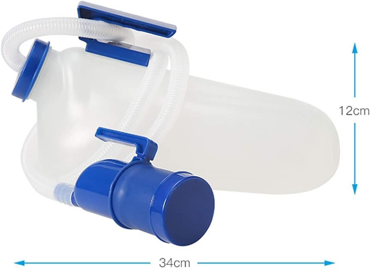 Male Urinal Bottle,Portable urinals, Male Urinal, Long Neck Incontinence Pee Bottle, Clear Plastic, 1200 Ml Spill Proof Device, Portable Urinal Bottle, Snap-On Lid