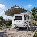 Quictent 14x20x15 FT RV Metal Carport, Heavy Duty Reinforced Steel Shelter with Side Panel, Extra Tall Outdoor Garage Canopy for RV, Boat, Truck and Farm Equipment