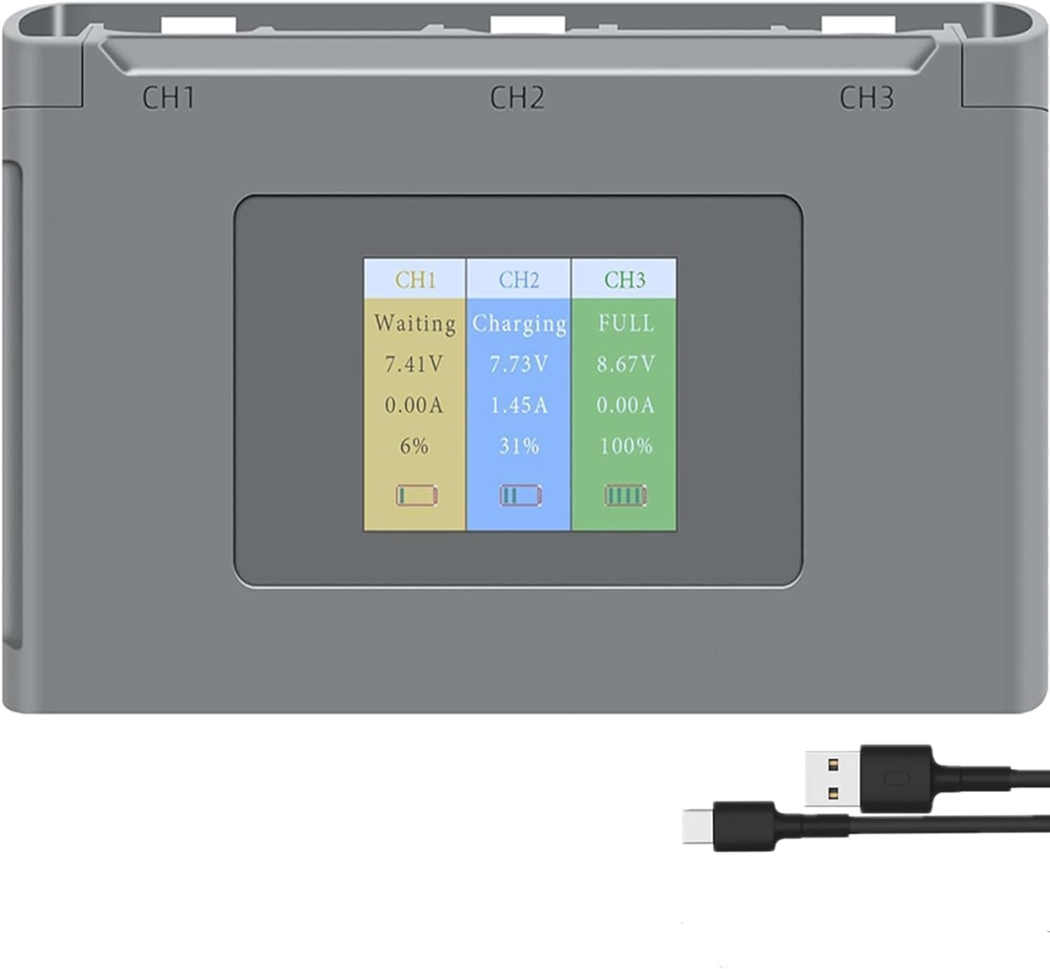Smart 3-channels Charging Hub for Mini 2 Drone High-Speed Intelligent Protection Digital Display - Adaptive Current&Dual Type-C Ports