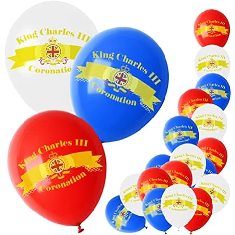 2023 King Charles III Union Jack Coronation Balloons, 30PCS King Charles Coronation Decorations Party Union Jack Flag Latex Balloons UK New King Coronation Party Balloons Decorations United Kingdom Cover