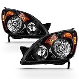 ACANII - For 2005-2006 Honda CRV C-RV Headlights Headlamps Black JDM Style Replacement Pair Set Driver & Passenger