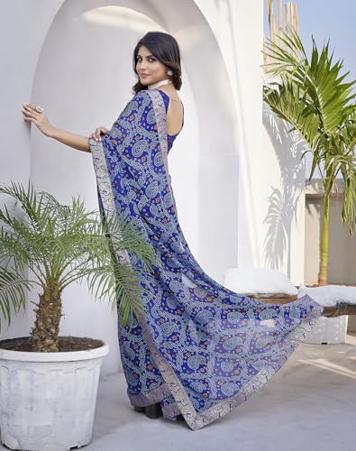 Image of Yashika Women's Trendy Printed Jacquard Lace Georgette Saree with Blouse Material||AZ-YS-P1-GULSHAN-Parent