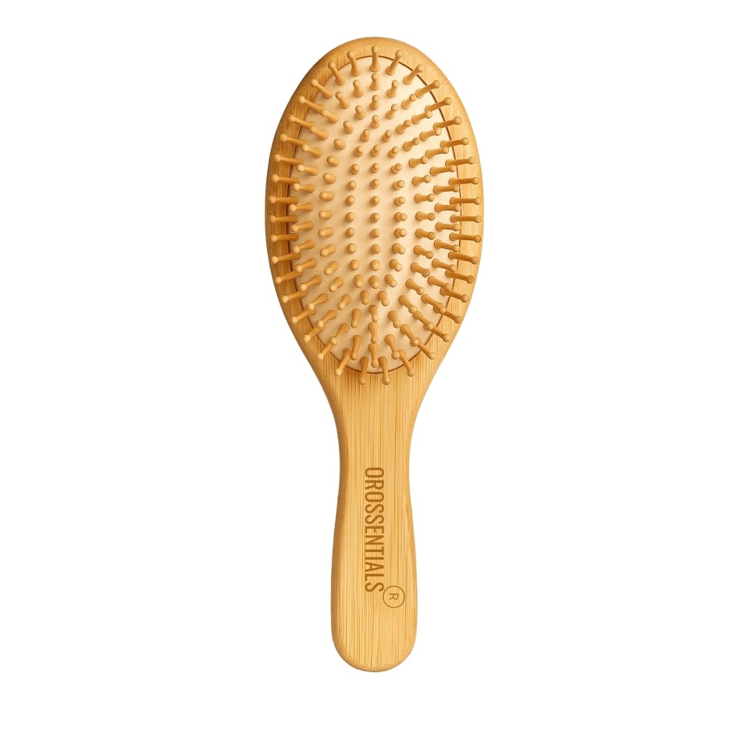 Wooden Hair Brush for men and women oval shape/Bamboo Wooden brush for hair growth for all hair types big size hair brush (ORO-013)