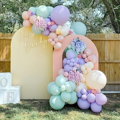 Image of Voircoloria 95pack Pastel Balloons Different Size 18 /12 /10 /5 Inch Pastel Balloon Garland Arch Kit for Graduation, Wedding, Birthday, Princess Theme, Easter, Baby Shower, Anniversary Party Decorations