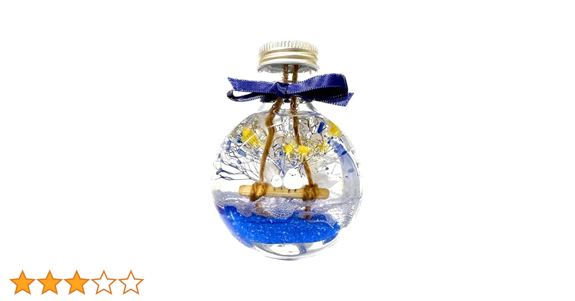 プリザーブドフラワー（2セット）シマエナガ＆三日月型　　ティファニーブルー＆濃紺 プリザーブドフラワー（2セット）シマエナガ＆三日月型