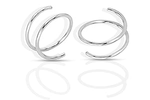 925 Sterling Silver Double Twist Hoop Earrings: Petite Sparkle for Single Piercing