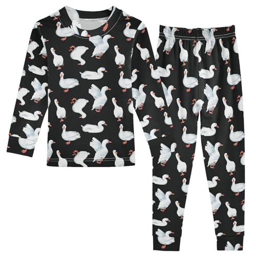 JHKKU Cute Duck Pajamas Set Cotton 2 Piece Soft Comfy Pjs Long Sleeve Lounge Sleepwear 3T