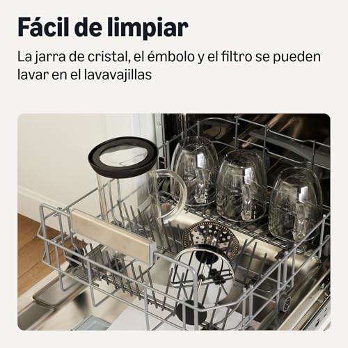 Amazon Basics Cafetera Francesa, 0,97L, Vidrio de Borosilicato, Libre de BPA, Piezas Desmontables Aptas para Lavavajillas - imagen 6