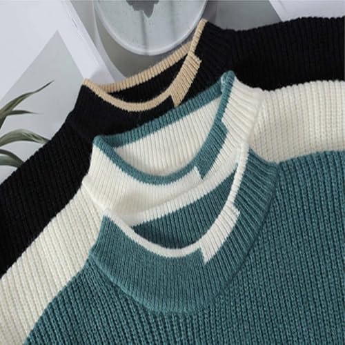 Oversized Sweater for Men 90s Vintage Rib Knitted Sweaters Long Sleeve Patchwork Crochet Woven Crewneck Pullover3