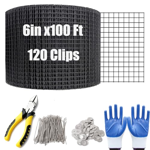 Malla para paneles solares de 6" x 100 ft con 120 clips de fijación de acero galvanizado negro