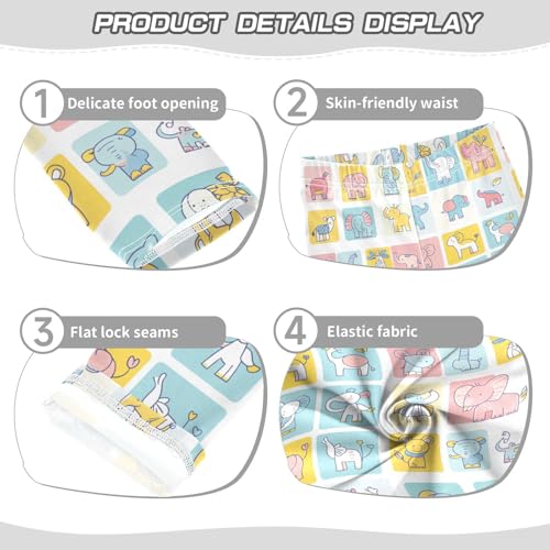 Elephant Grid Animal Girls Casual Leggings for Kids Printed Long Pant Bottoms Stretch and Soft3