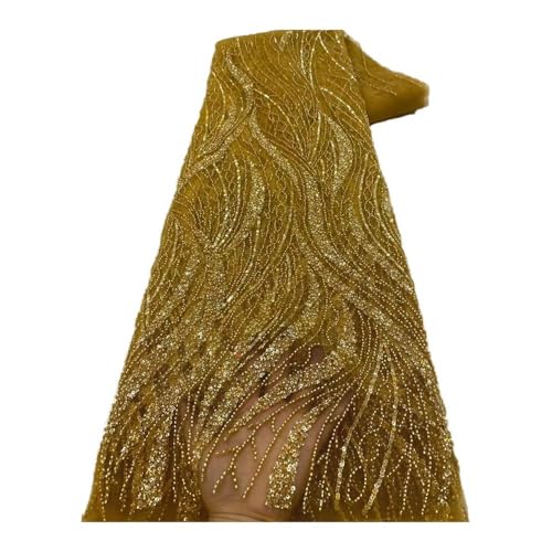 Tissu perlé à ligne d'écoulement de 5 Yards 1.9kg pour robe mariée