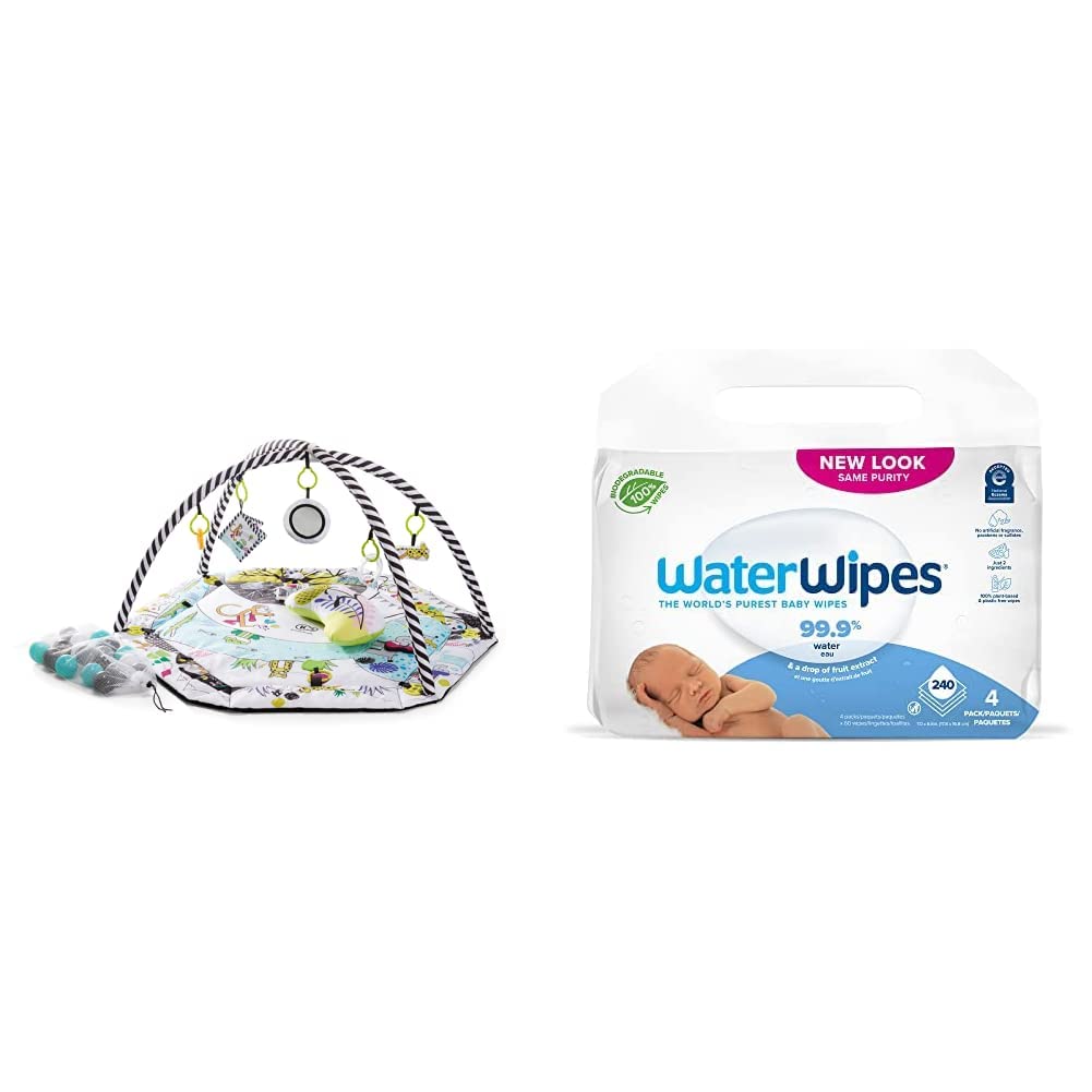 Kinderkraft Palestrina Interattiva SMARTPLAY, Morbido Tappetino, Educativo, Archi con Giocattoli, per Bambini, Neonati & WaterWipes Original Salviette Umidificate per Neonati Biodegradabili