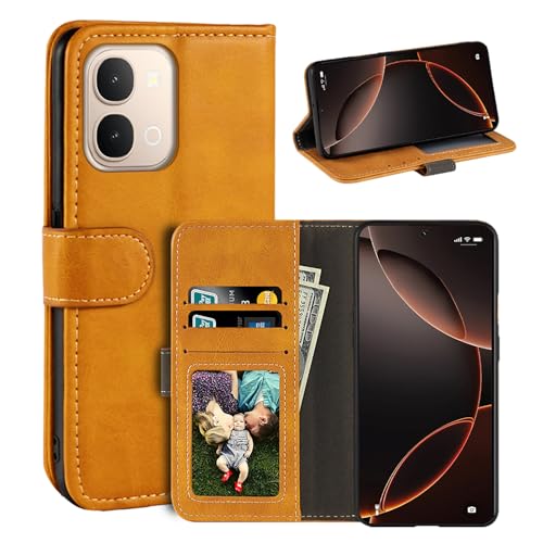 UOGNADGD ���U�[�t���b�v�J�o�[ Vivo Y51 Pro 5G V2544 �Ƃ̌݊������� �J�[�h�X���b�g�t���E�H���b�g�P�[�X�A�}�O�l�b�g�N���[�W���[�A�L�b�N�X�^���h�ARFID�ϏՌ��t�H���I (���C�g�u���E��)