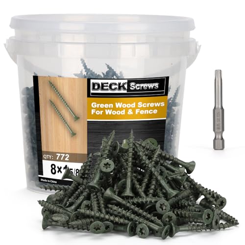 Image of Deck Screws #8 x 1-5 /8'', T25 Star Torx Drive Flat Head Wood Screws, Green, 5lb