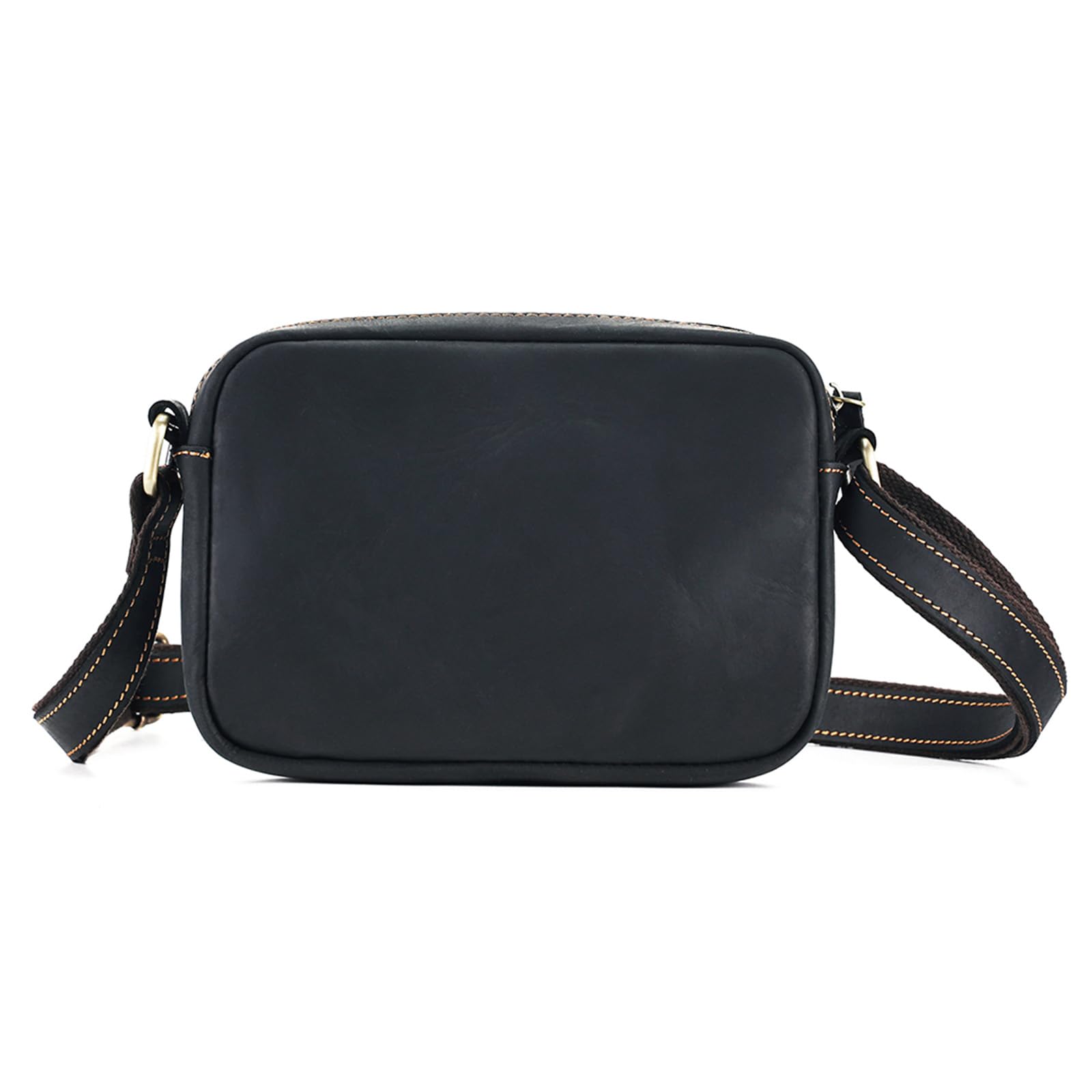 FANDARE Umhängetasche Leder Herren Herrentasche Damen Schultertasche Echtes Leder Handgelenktasche Arzttasche Schultertasche Crossbody Bag Arbeitstasche Messenger Bags Geschenk für Männer Schwarz