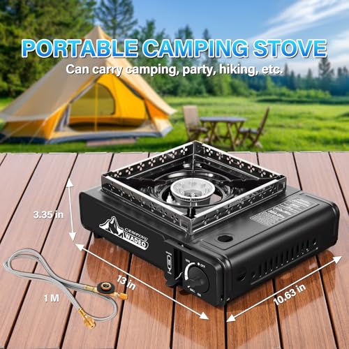WADEO Three Fuel Portable Camping Stove with Windblocker, 3 in 1 Propane Butane Isobutane Stove with Carrying Case and Stainless Steel Hose Adapters, Gas Camp Stove for Cooking, BBQ, Travel RV, Hiking - Image 3