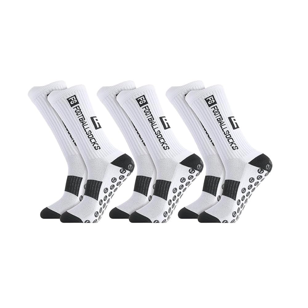 3/4/8 Pairs Non Slip Sport Soccer Socks Anti Slip Football Baseball Unisex Athletic Socks with Grip Pads white