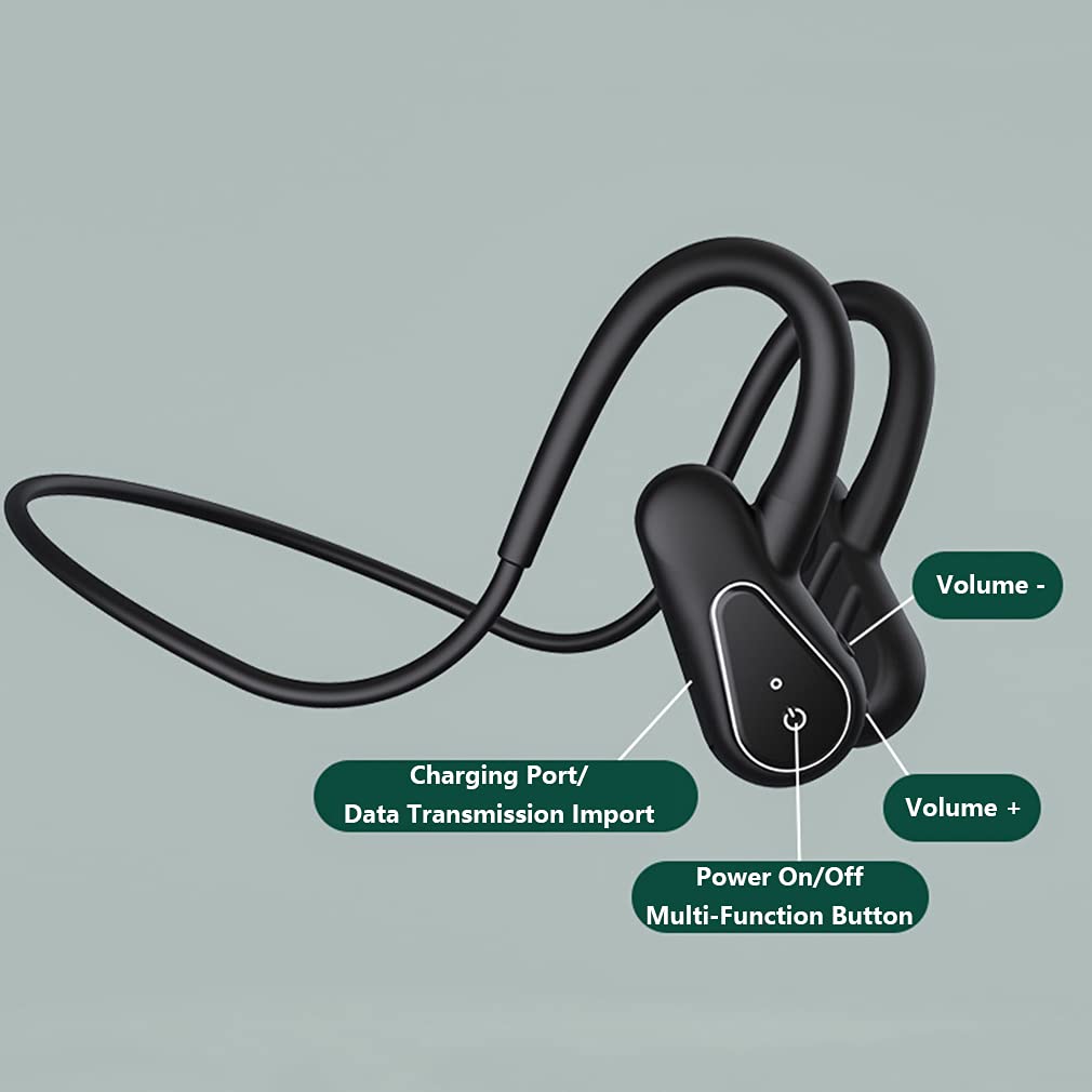 Bezprzewodowe słuchawki Bluetooth, otwarte ucho, sportowe słuchawki IPX5, wodoodporne odtwarzacz MP3, zestaw słuchawkowy stereo z pamięcią 16 GB, lekkie, bezprzewodowe słuchawki do biegania,