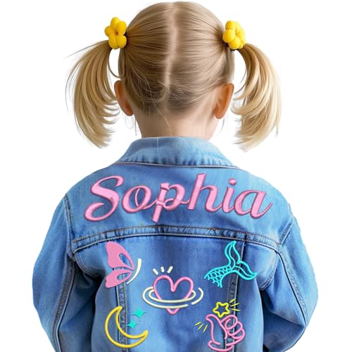 Personalized Kids Denim Jacket with Name, Custom Jean Jackets, 1-8 Years Old Girls Boys Birthday Christmas Gifts