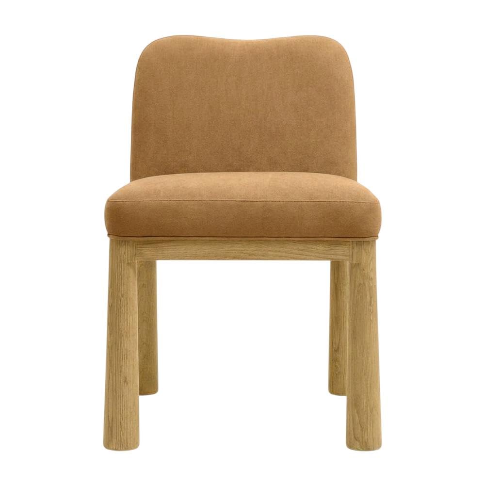 Velvet-Upholstered Dining Chair with Oak Legs by Starlight Canyon Home – Engineered Wood, Brown