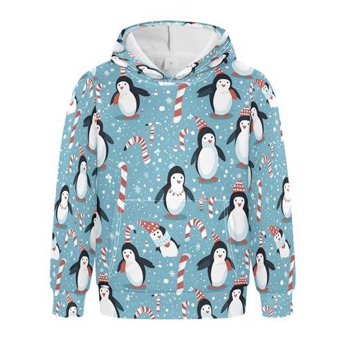 Kids Hoodies Sweaters Christmas Xmas Penguin Hooded Sweatshirts with Big Pockets for Boys Girls B0400432