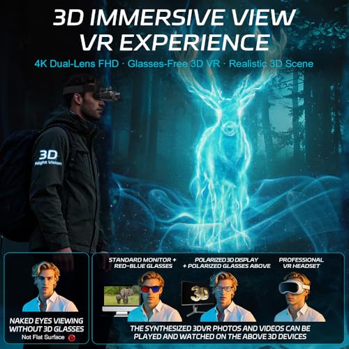 GOWWPUN 3D VR Night Vision Goggles - Rechargeable Head Mounted Binoculars, Built-in Giant Screen, 4K Video, 24MP Photos, 6X Digital Zoom, Includes 32GB TF Cards by GOWWPUN - Image 2
