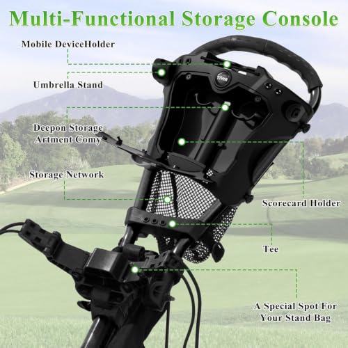 3 Wheel Golf Bag Cart,One-Click Folding & Unfolding, Adjustable Height Golf Pull Cart,Compact Lightweight Design for Lady and Junior Golfers-black by Tivor - Image 7