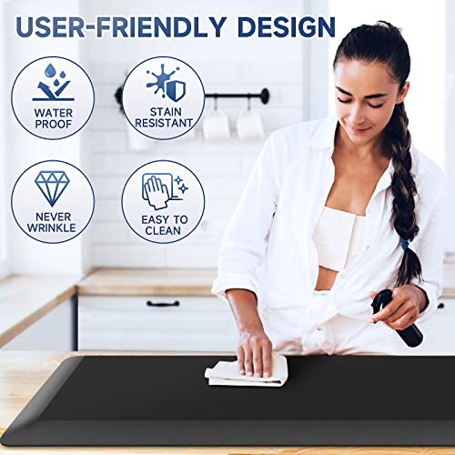 StepRite 4/5 Inch Thick Kitchen Mat Anti Fatigue Mat Kitchen Rugs Kitchen Decor Non-Slip, Stain Resistant, Waterproof Kitchen Mats Desk Mat for Kitchen, Office, Workshop, Black, 17'' x 47'' - Thumbnail 5