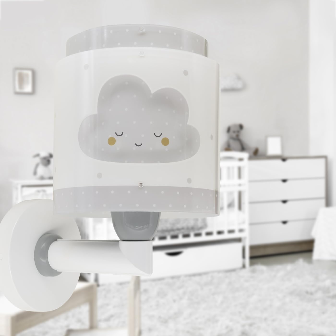 Dalber Lámpara Aplique Pared Infantil Baby Dreams Nube Gris 76019E E27 | Lámpara aplique de pared con instalación directa a la corriente o mediante cable con interruptor incluido.
