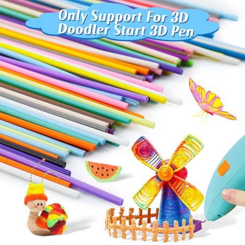 Image of 450 Pcs 3D Pen Printer Filament Refill for Start 3D Pen,32 Colors 2.5mm Thick Low Print Temperature PCL Filament Only Fit for 3Doodler Pens,Each Length 6 Inch