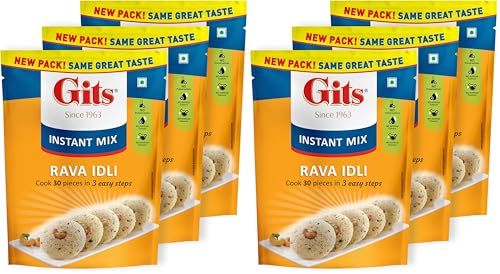 Image of Gits Instant Rava Idli Breakfast Mix 1500g (Pack of 6, 500g Each), Pure Veg