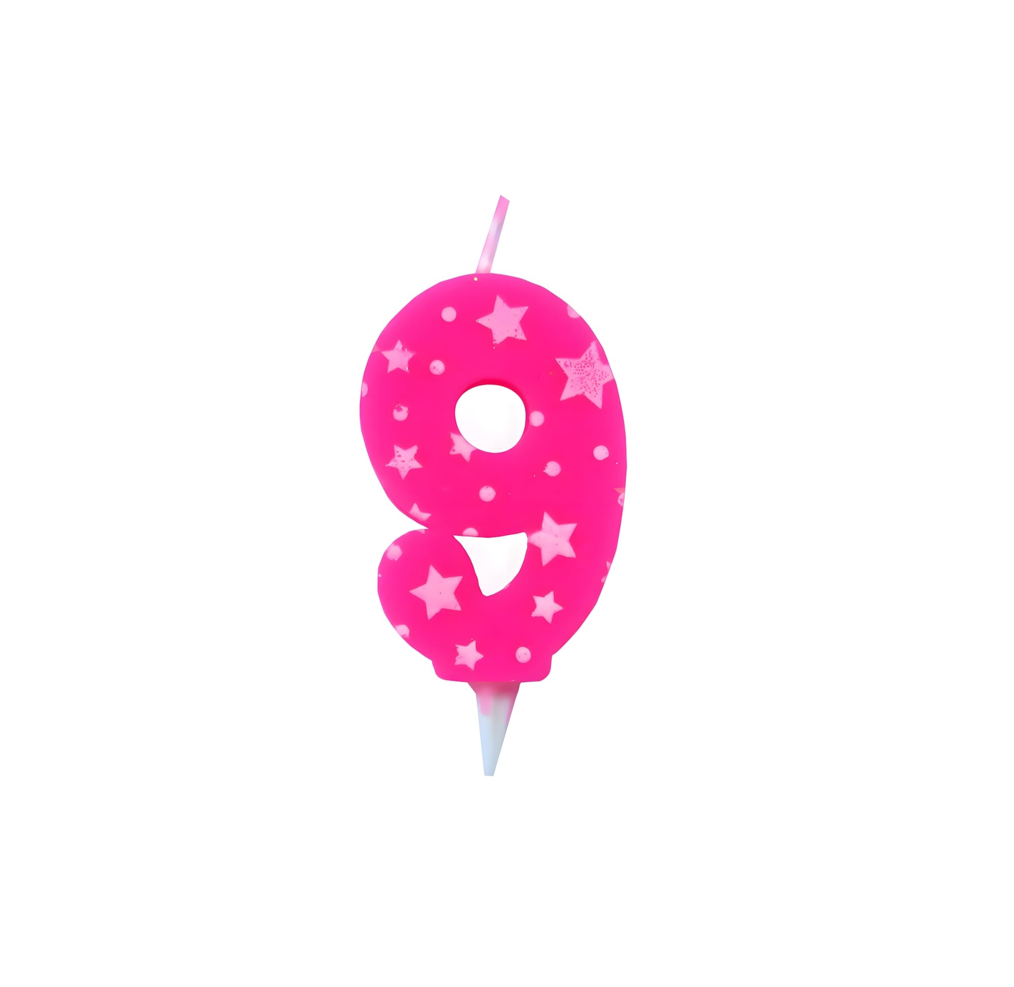 Juzfun Birthday Number Candles 9 for Cake Decoration Topper Nineth Anniversary Party Celebration Star Pink Colour Size : 4.3 x 6.3 CM