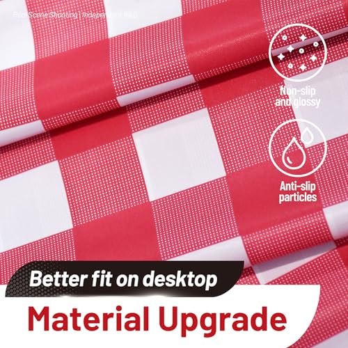 Image of Plastic Table Cloth, 110 Ft X 54 In Disposable Tablecloth Red and White Checkered Tablecloth with Any Cut Sliding Cutters Premium PEVA Plastic Table Cloth Disposable for Picnic, Parties, Festivals