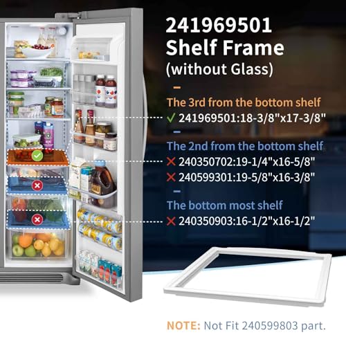241969501 Refrigerator Shelf Frame without Glass Compatible with Frigi-daire Shelf Replacement LFSS2612TF FGSS2635TF FFSS2615TS,AP4433007 Frigi-daire Refrigerator Parts Crisper Drawer Pan Cover by LEOPO - Image 3