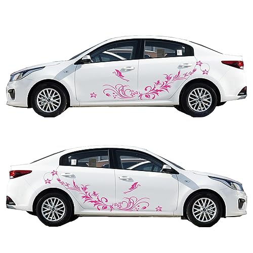 Image of Car Body Decals Carved Hollow Flower Butterfly Decorative Stickers Anti-Scratch for Cars, Vans, SUVs, Trucks,Set of 3 pcs (Rose Color)