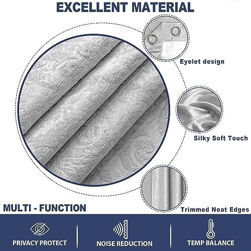 OpulentDreams Embossed Woven Thermal Curtains, Room Darkening Ring-Top Curtains for Bedroom & Living Room, Includes Tie Backs - Image 3