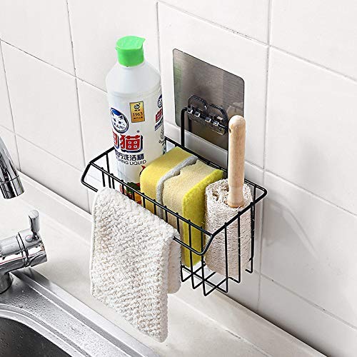 Zinley New Stainless Steel Wall Hanging Bathroom Shower Caddy Basket Shelf for Bathroom Sink Sponge Holder, Shampoo, Conditioner, Liquid and Toothbrush Holder with Kitchen Towel Rack Stand 1