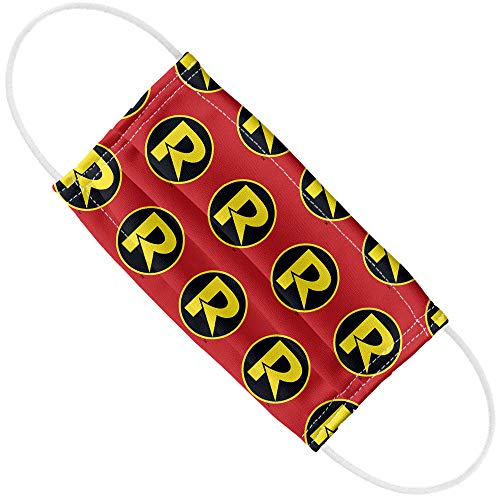 Popfunk Batman Robin R Logo Pattern 1-Ply Reusable Face Mask Covering with Adjustable Nose Wire, Unisex