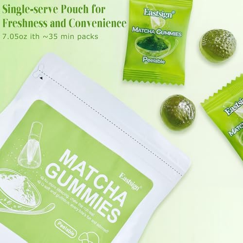 EASTSIGN 4D Gummy Candy Bulk–Made with Real Matcha Extract, Peelable Matcha Gummies,7.05oz Bag with Min.35 packs,Valentines Day Gifts - image 6